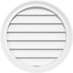 Ekena Millwork 32 in. x 32 in. Round Surface Mount PVC Gable Vent: Functional with Brickmould Frame