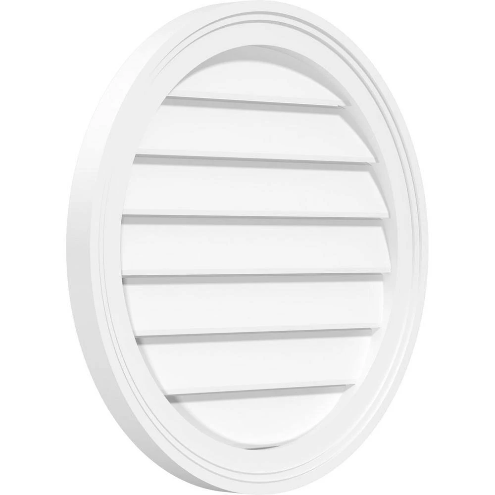 Ekena Millwork 32 in. x 32 in. Round Surface Mount PVC Gable Vent: Functional with Brickmould Frame - Image 2