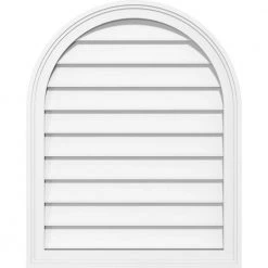 Ekena Millwork 12 in. x 18 in. Round Top White PVC Paintable Gable Louver Vent Non-Functional