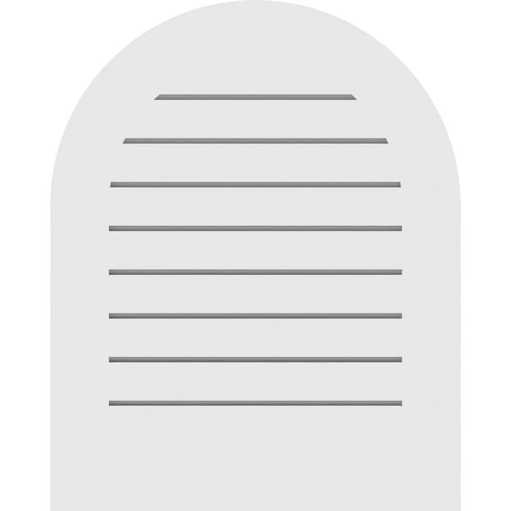 Ekena Millwork 18 in. x 28 in. Round Top White PVC Paintable Gable Louver Vent Functional - Image 4