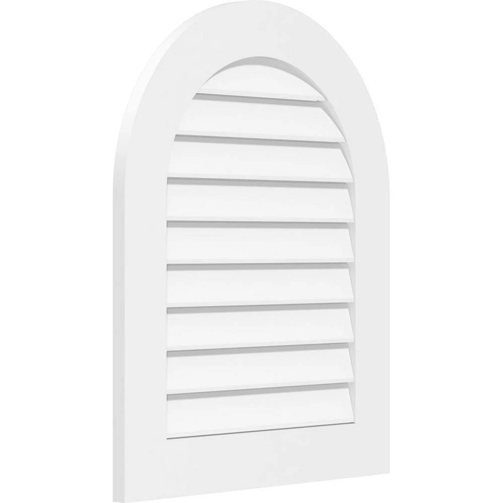 Ekena Millwork 18 in. x 28 in. Round Top White PVC Paintable Gable Louver Vent Functional - Image 2