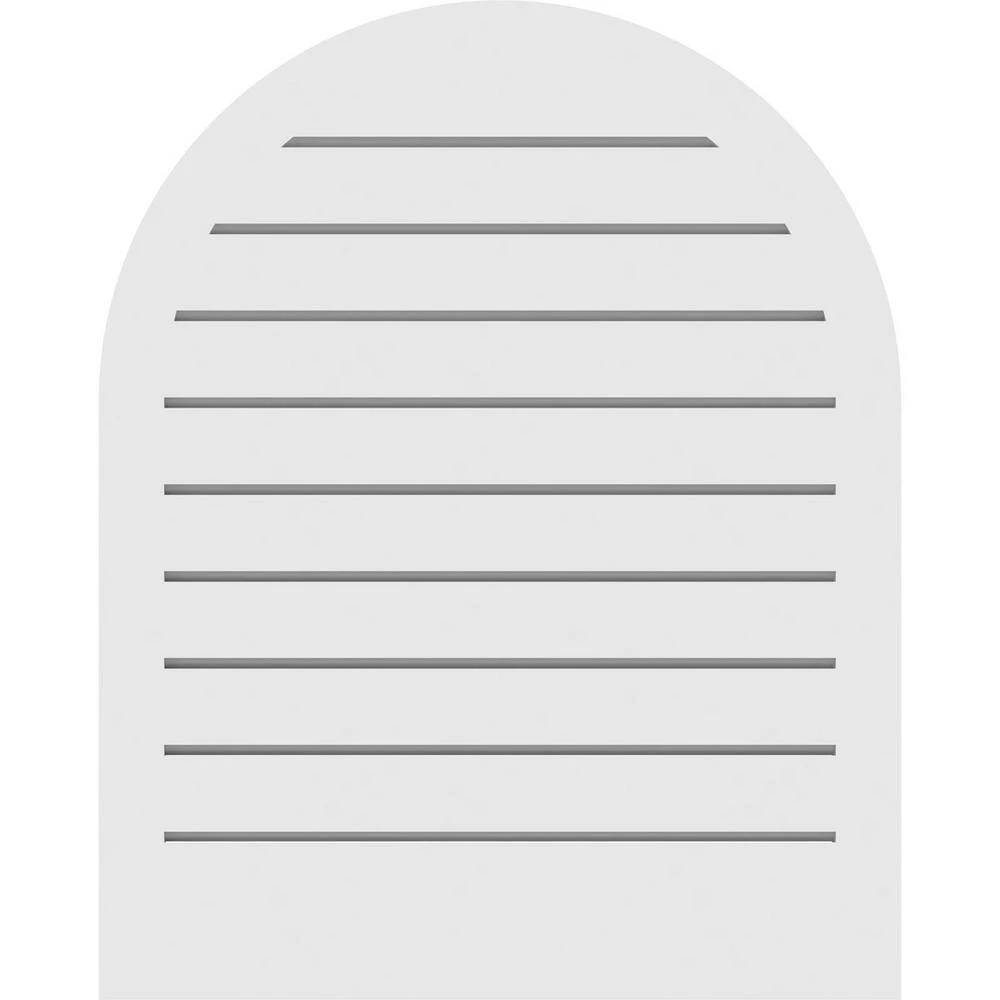 Ekena Millwork 24 in. x 34 in. Round Top Surface Mount PVC Gable Vent: Functional with Brickmould Frame - Image 4