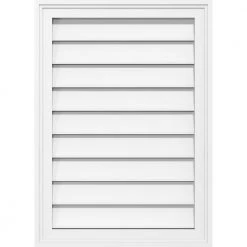 Ekena Millwork 12 in. x 18 in. Vertical Surface Mount PVC Gable Vent: Functional with Brickmould Frame