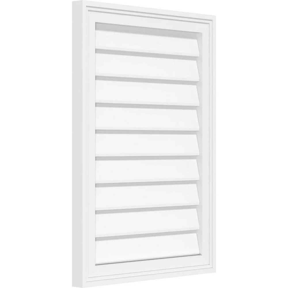 Ekena Millwork 12" x 36" Vertical Surface Mount PVC Gable Vent: Non-Functional with Brickmould Frame - Image 2