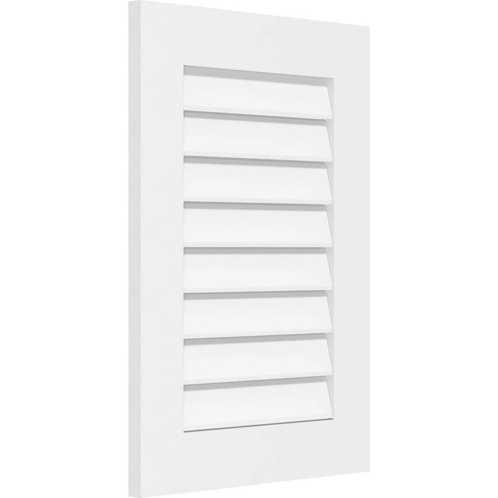 Ekena Millwork 14 in. x 24 in. Rectangular White PVC Paintable Gable Louver Vent Functional - Image 2