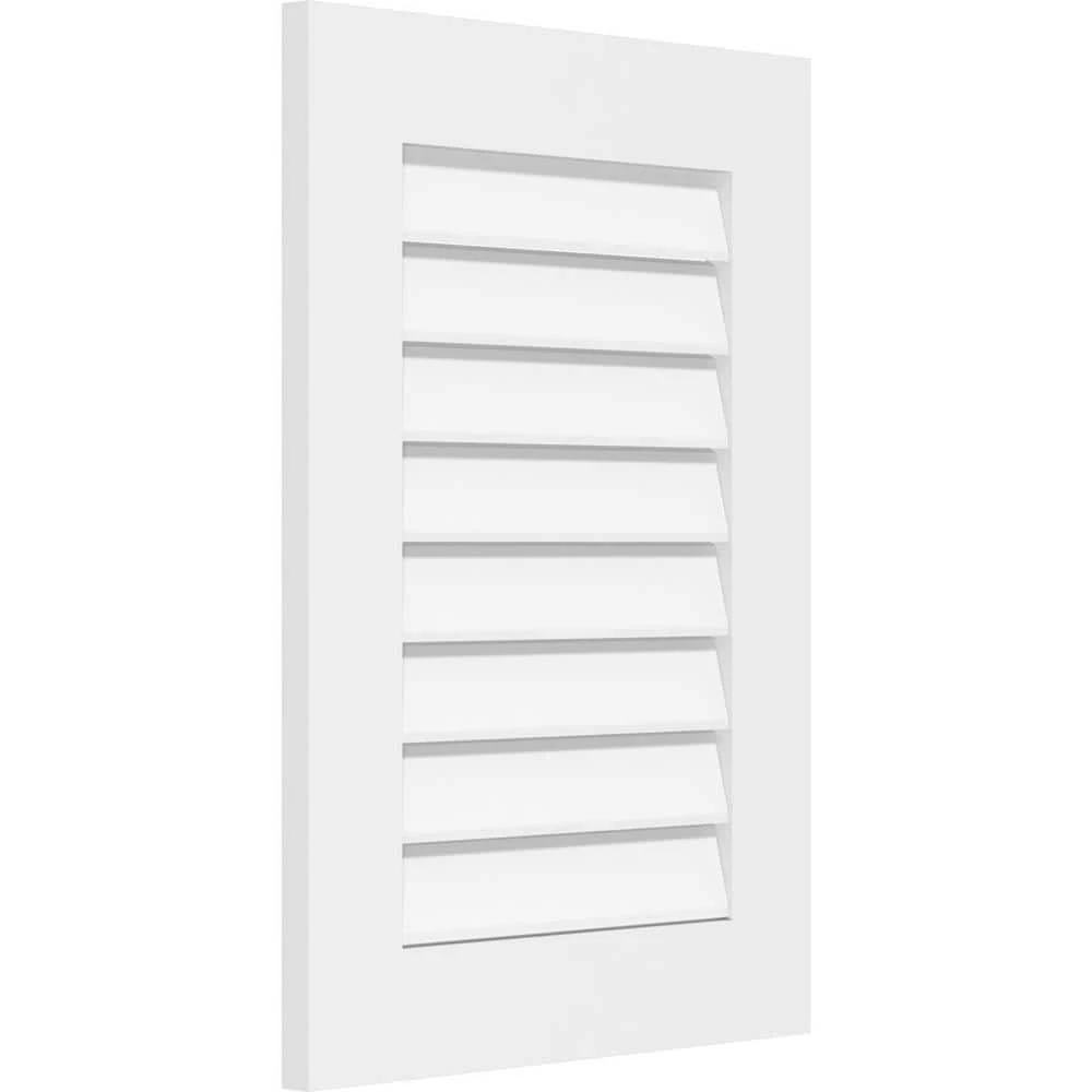 Ekena Millwork 14 in. x 28 in. Rectangular White PVC Paintable Gable Louver Vent Functional - Image 2