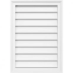 Ekena Millwork 14" x 30" Vertical Surface Mount PVC Gable Vent: Non-Functional with Brickmould Frame