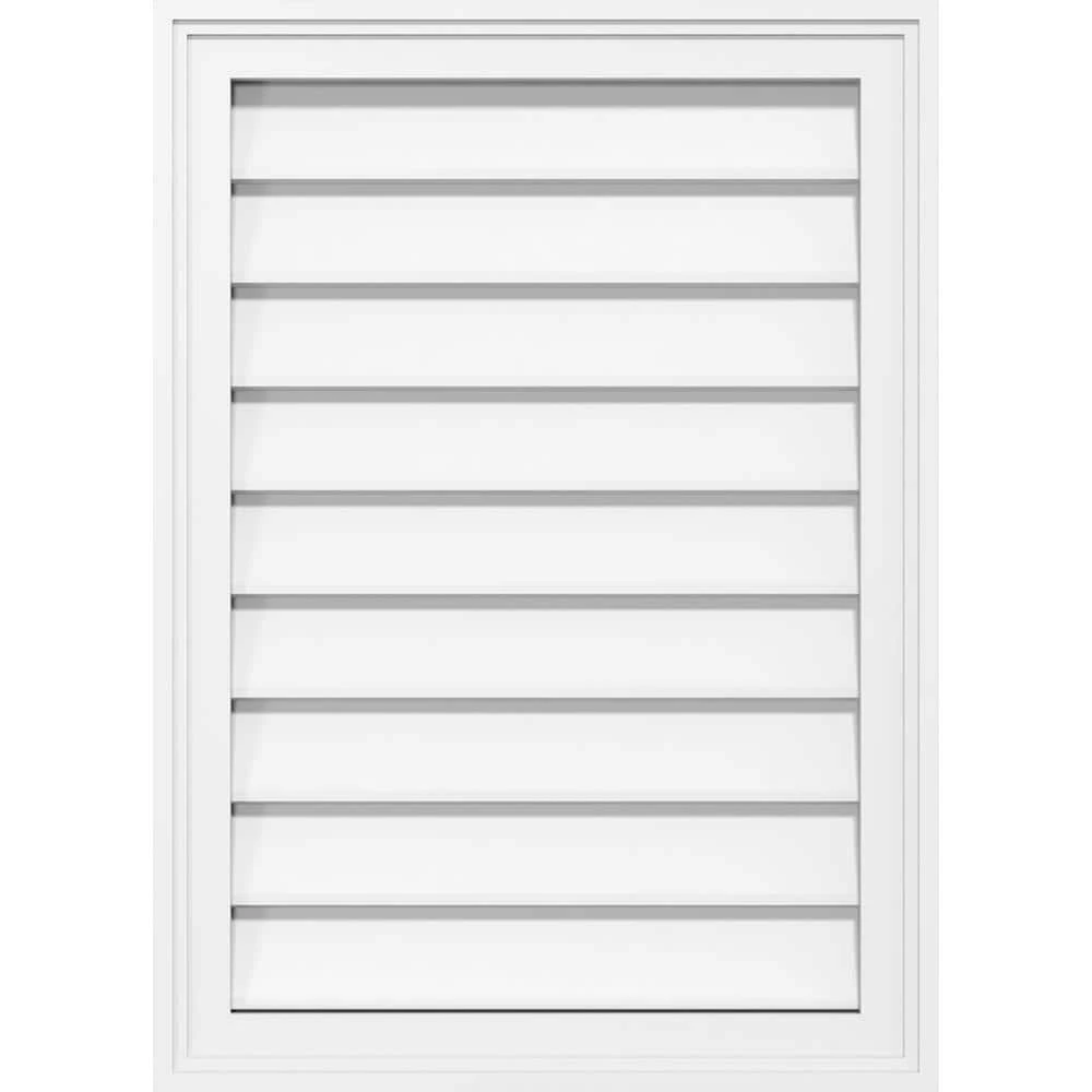 Ekena Millwork 14" x 30" Vertical Surface Mount PVC Gable Vent: Non-Functional with Brickmould Frame