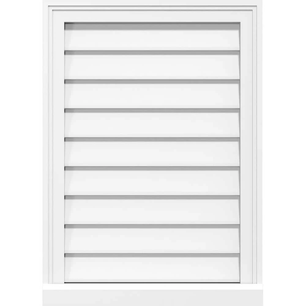 Ekena Millwork 16" x 34" Rectangular White PVC Paintable Gable Louver Vent Non-Functional