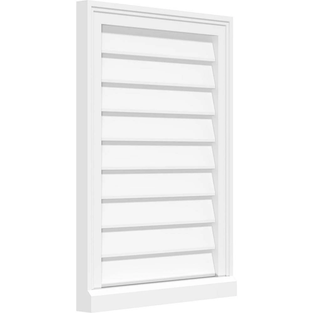 Ekena Millwork 16" x 34" Rectangular White PVC Paintable Gable Louver Vent Non-Functional - Image 2