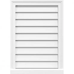 Ekena Millwork 18 in. x 18 in. Vertical Surface Mount PVC Gable Vent: Functional with Brickmould Sill Frame