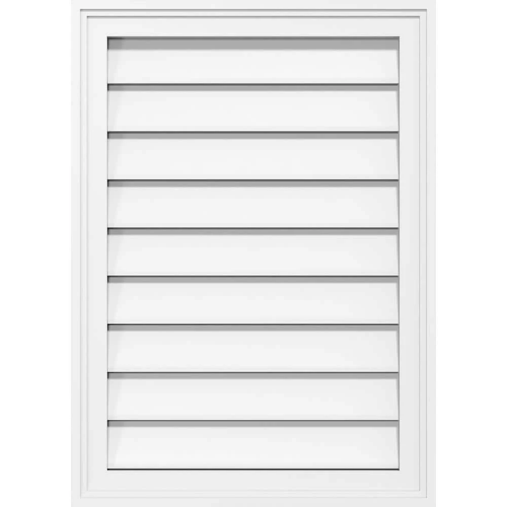 Ekena Millwork 18" x 26" Vertical Surface Mount PVC Gable Vent: Functional with Brickmould Frame