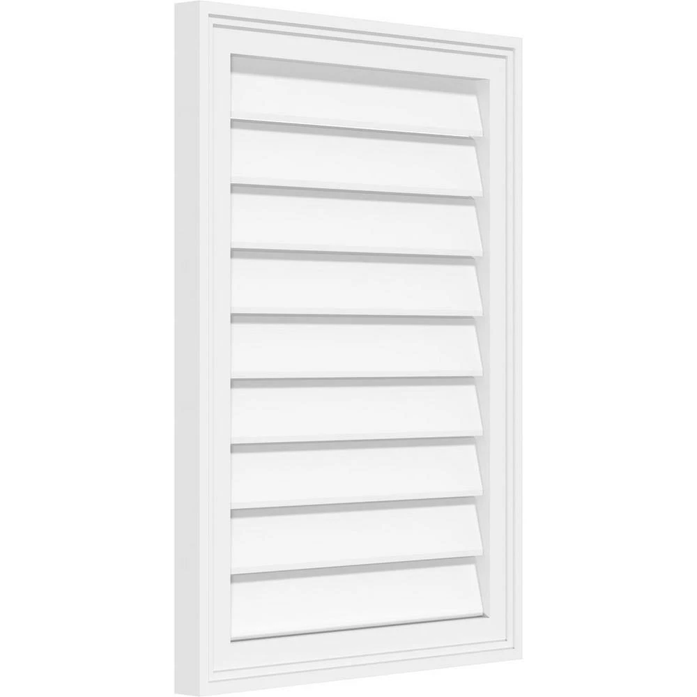 Ekena Millwork 18" x 26" Vertical Surface Mount PVC Gable Vent: Functional with Brickmould Frame - Image 2
