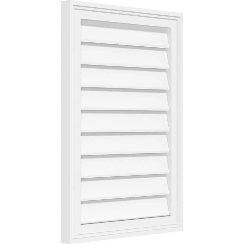 Ekena Millwork 24" x 24" Rectangular White PVC Paintable Gable Louver Vent Functional - Image 2