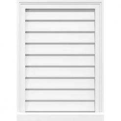 Ekena Millwork 28 in. x 28 in. Vertical Surface Mount PVC Gable Vent: Decorative with Brickmould Sill Frame