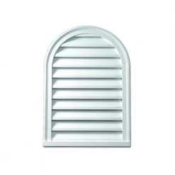 Fypon 12 in. x 24 in. Round Top White Polyurethane Weather Resistant Gable Louver Vent
