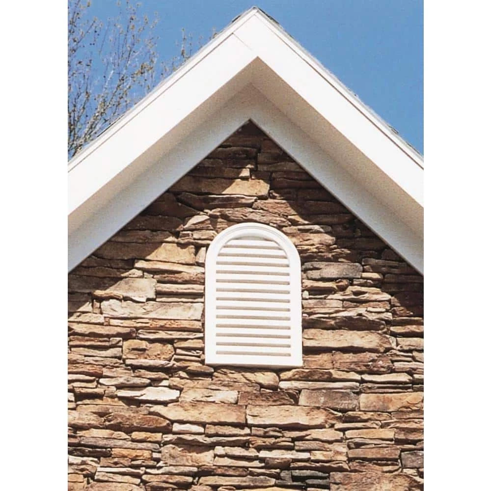 Fypon 14 in. x 22 in. Round Top White Polyurethane Weather Resistant Gable Louver Vent - Image 2