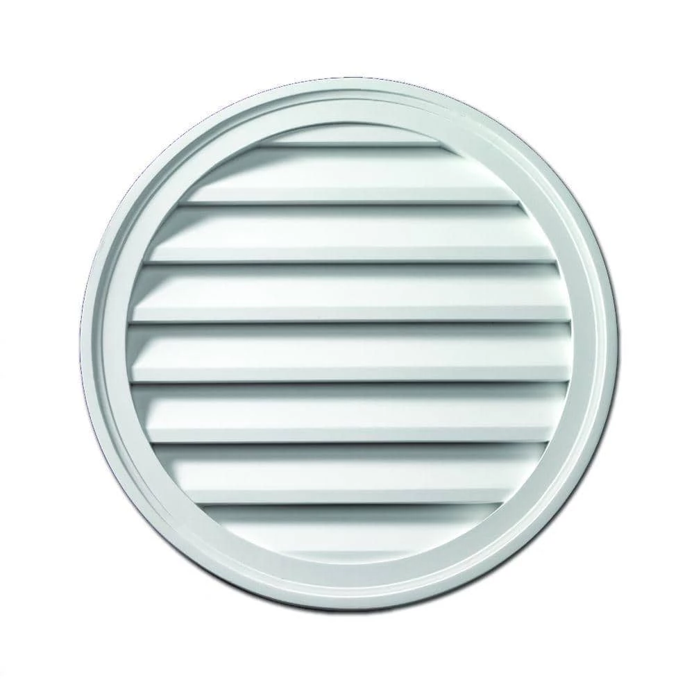 Fypon 24 in. x 24 in. Round White Polyurethane Weather Resistant Gable Louver Vent