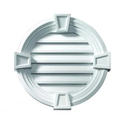 Fypon 19.125 in. x 19.125 in. Round White Polyurethane Weather Resistant Gable Louver Vent