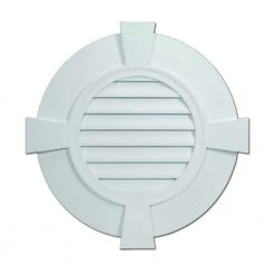 Fypon 32.843 in. x 32.843 in. Round White Polyurethane Weather Resistant Gable Louver Vent
